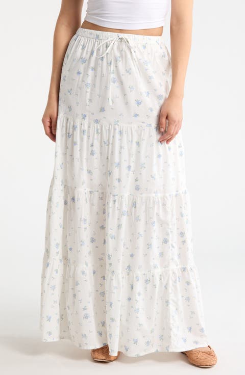 Tiered Cotton Maxi Skirt