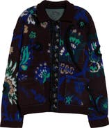 Sacai Floral Jacquard Knit Blouson Cardigan Sweater