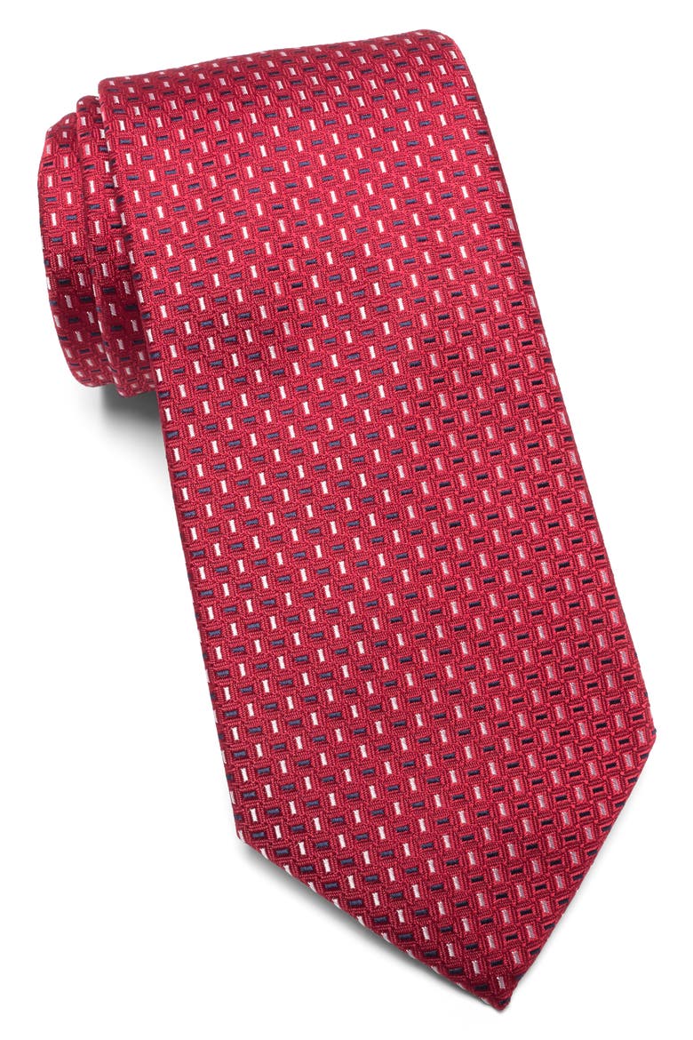 Micro Geometric Tie, Main, color, RED