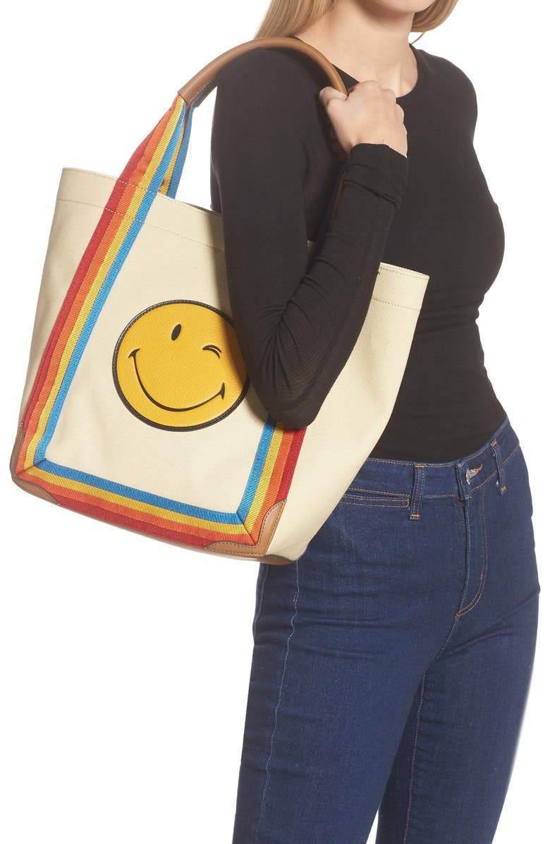 Anya Hindmarch Wink Small Canvas Tote, Main, color,