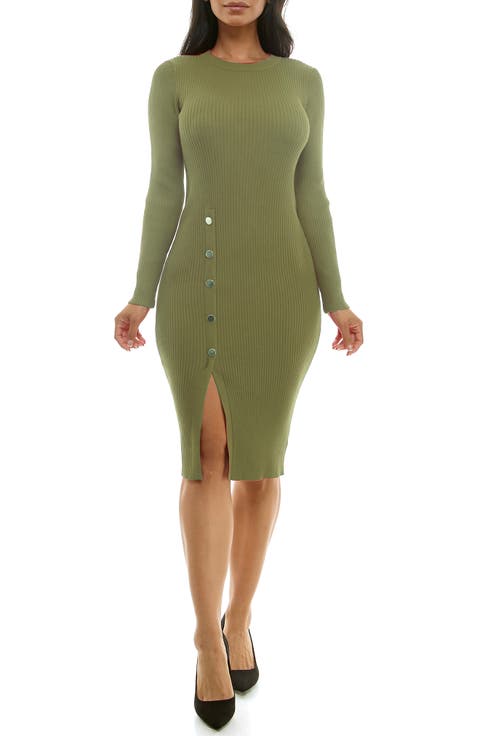 long sleeve olive green sweater dress Green Sweater Dresses