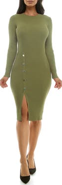 Nina Leonard Long Sleeve Ribbed Sweater Dress
