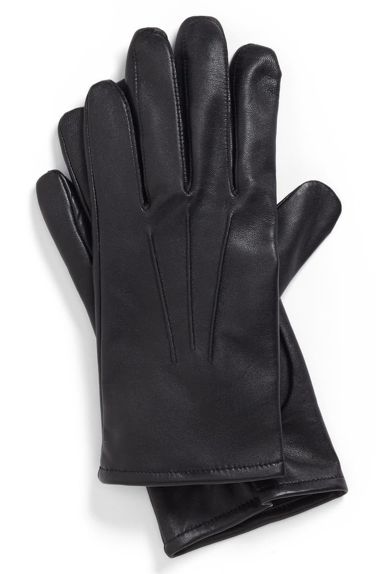 Nappa Leather Gloves, Main, color, BLACK