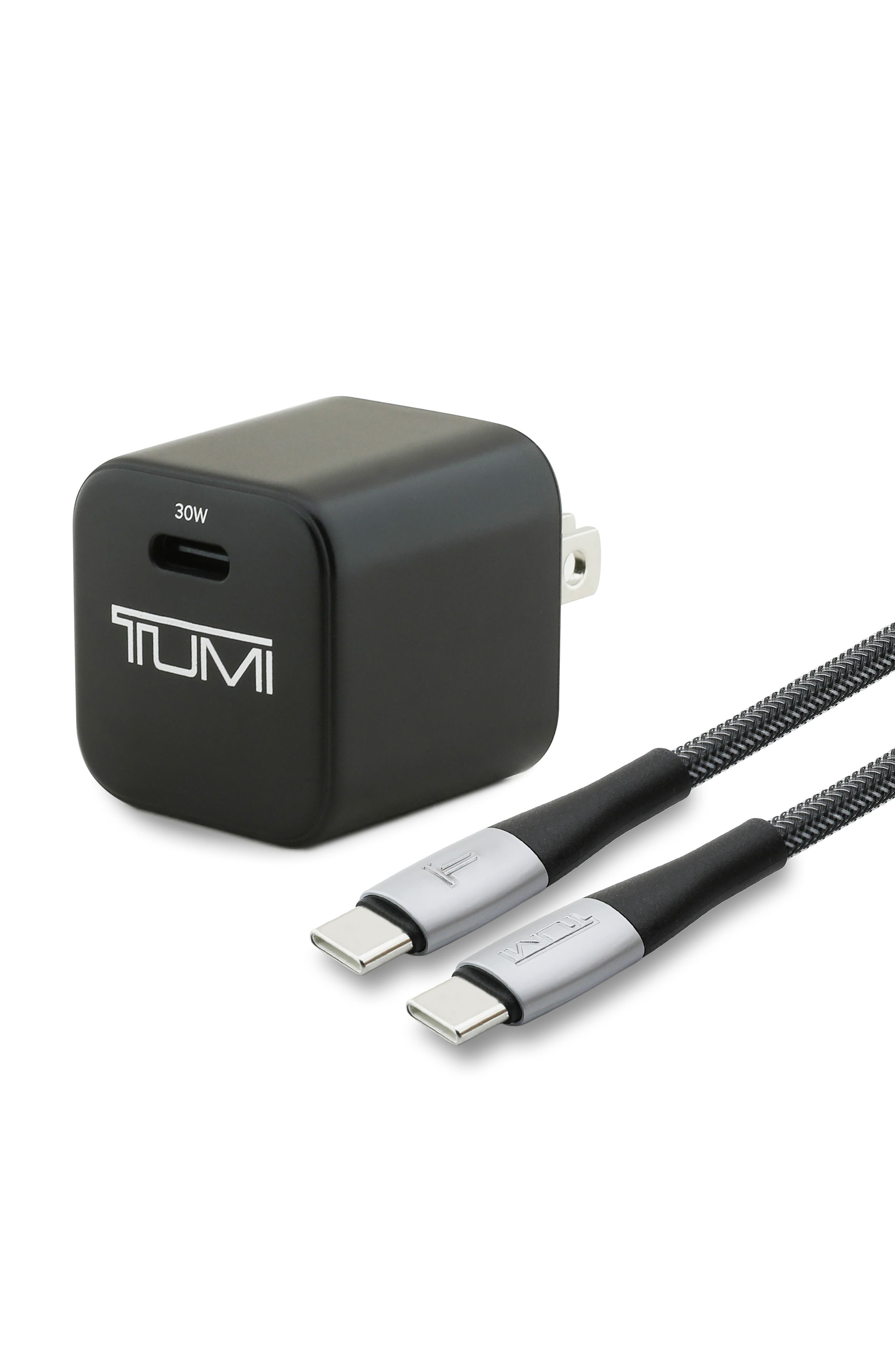 TUMI 30W GaN Smart Power Adapter with Type-C Port & Charge Cord