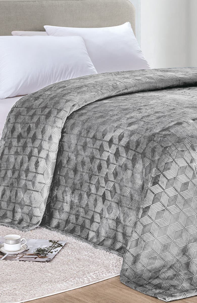 Luxury Home Amrani Embossed Throw Blanket, Alternate, color, Grey