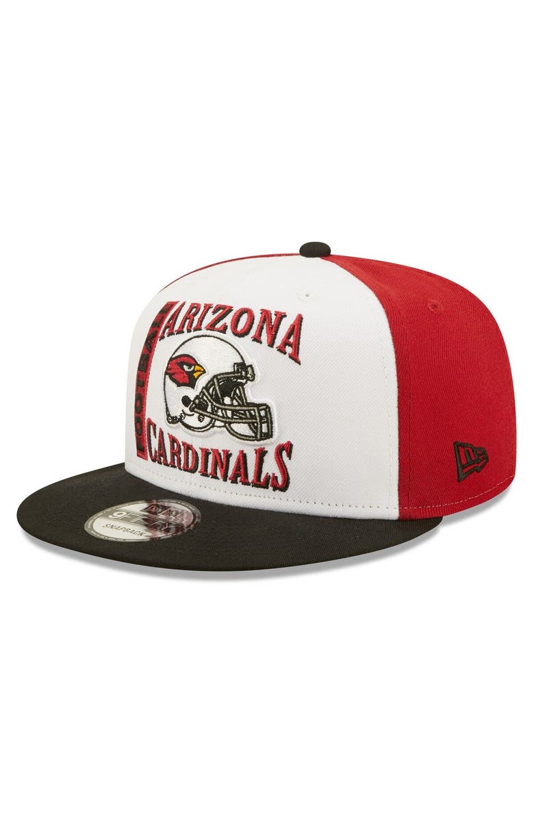 New Era Men's New Era White/Black Arizona Cardinals Retro Sport 9FIFTY Snapback Hat, Main, color,