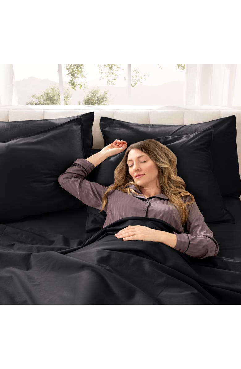 Bare Home 400 Thread Count Organic Cotton Sateen Sheet Set, Alternate, color, Black