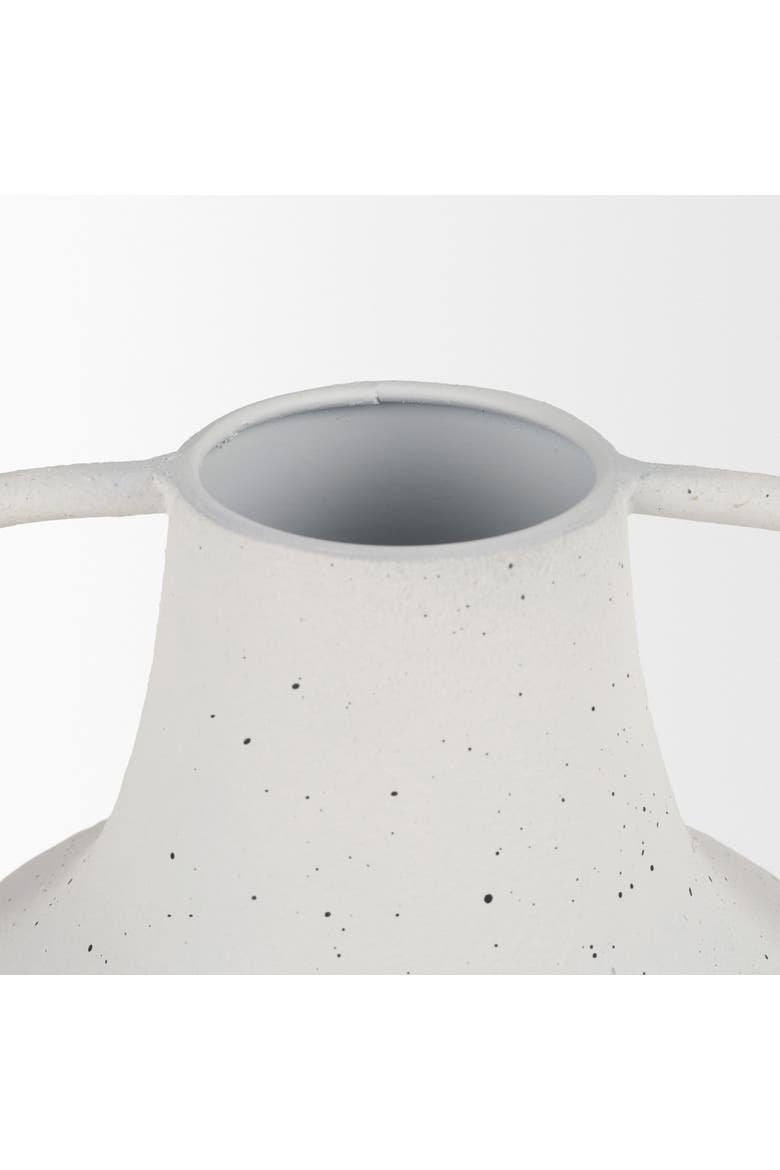 Treva Tall White w/ Black Speckles Metal Vase, Alternate, color, White