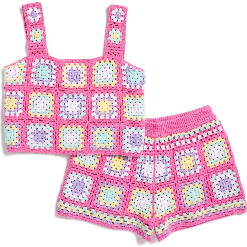 Design History Kids' Square Woven Tank & Shorts Set In Pink
