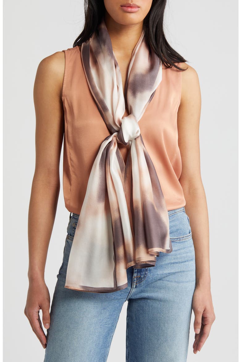 Herringbone Silk Scarf, Main, color, GREY FLORAL BLAST