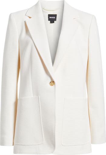 アウターその他 BOSS Woman Blazer White 50535516 100 Elegant White Blazers for Women by HUGO BOSS
