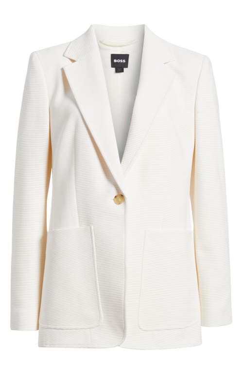 Hugo Boss Boss Jasena Textured One-button Blazer In Soft Cream Ottoman