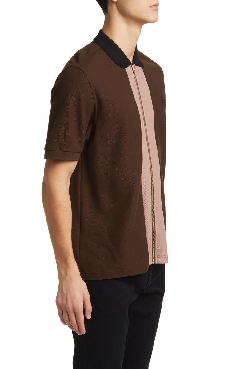 Fred Perry Zip Cotton Piqué Polo Shirt, Alternate, color, 