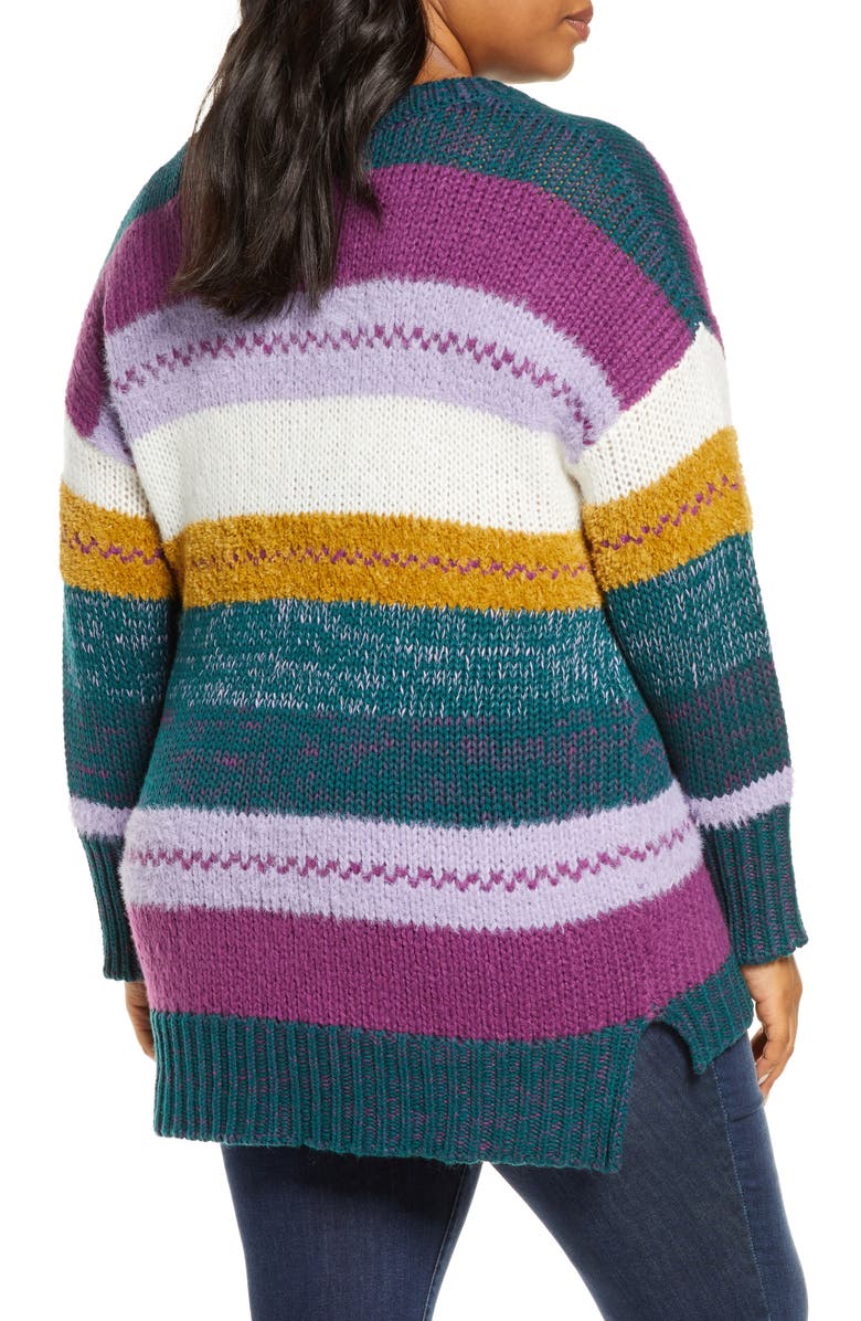 Caslon<sup>®</sup> Mixed Stripe V-neck Pullover, Alternate, color, 
