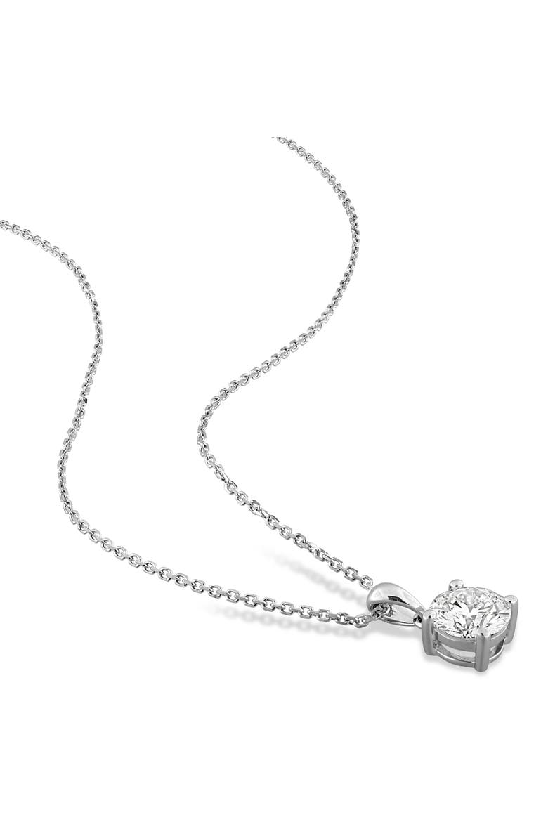 Lab-Grown Diamond Solitaire Necklace 10k Gold, Alternate, color, White Gold