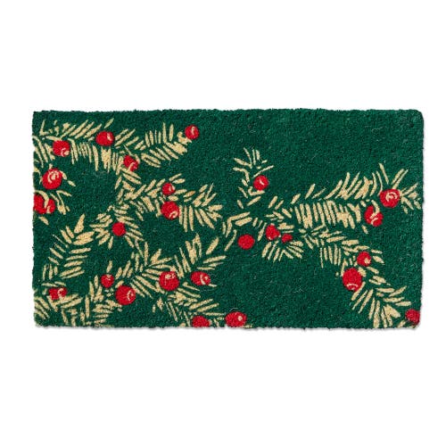 Tag Winter Sprig Coir Door Mat Natural Christmas Doormat Green In Green