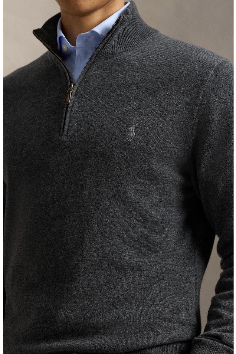 Regular Fit Wool Quarter Zip Sweater, Alternate, color, GREY HTR