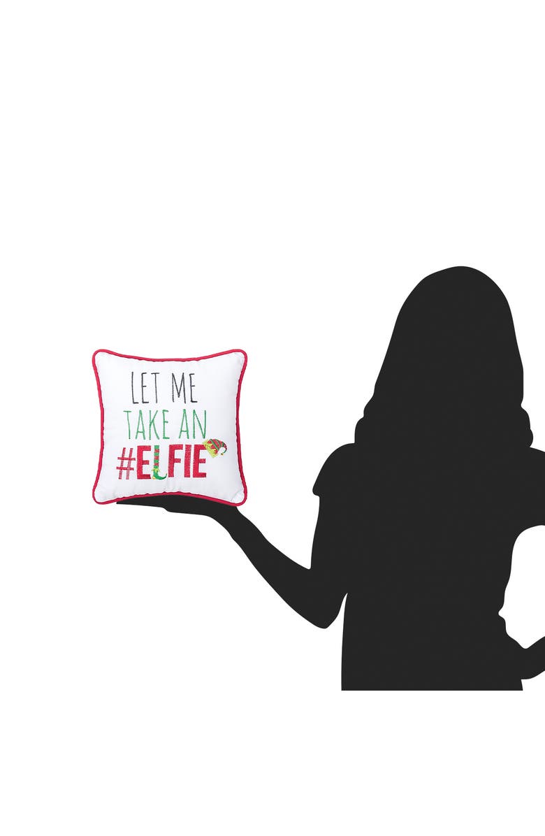 C&F Home #Elfie Embroidered Accent Pillow, 10" x 10", Alternate, color, Red