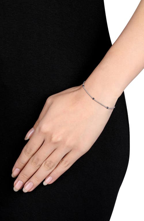 Delmar Black Diamond Bead Station Bracelet In Silver