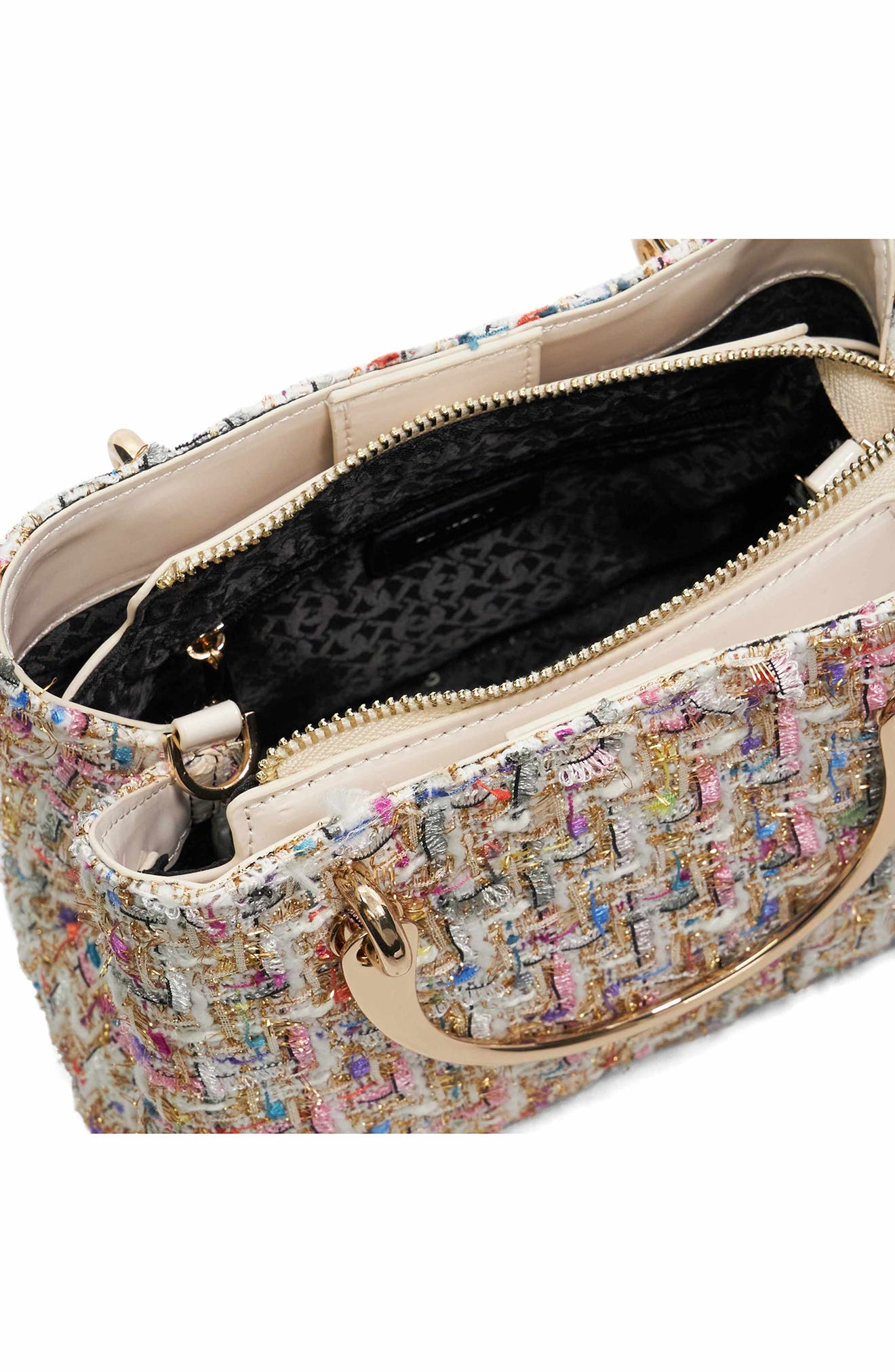 Dune London Dinkydorrien Tweed Top Handle Bag, Alternate, color, 