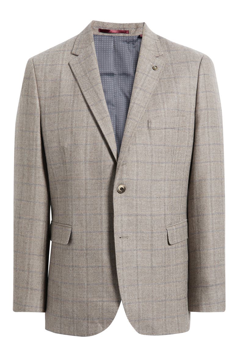 Townsend Plaid Wool Sport Coat, Main, color, TAUPE WINDOWPANE PLAID