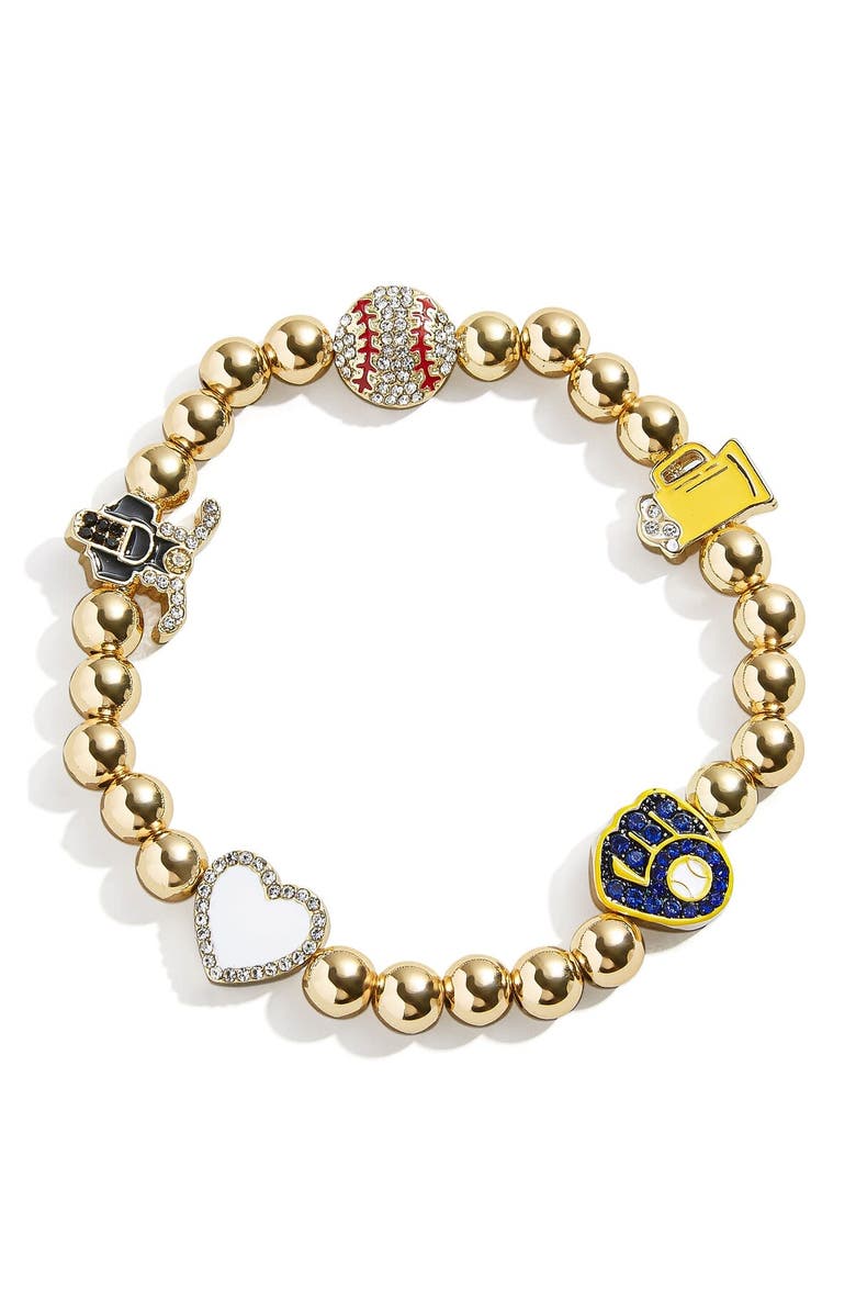 BaubleBar Milwaukee Brewers Localized Pisa Bracelet, Main, color, Gold