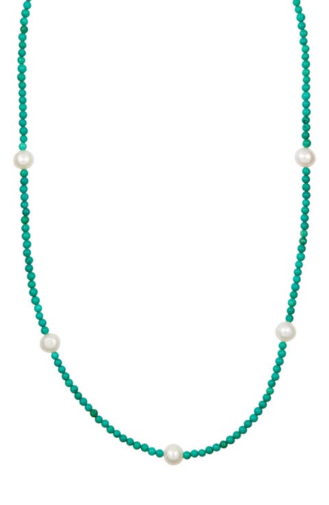 Cultured Freshwater Pearl & Turquoise Beaded Necklace