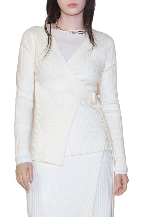 Rib Buckle Wrap Cardigan