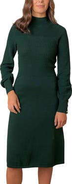 Hope & Henry Organic Mock Neck Bodice Stitch Sweater Dress