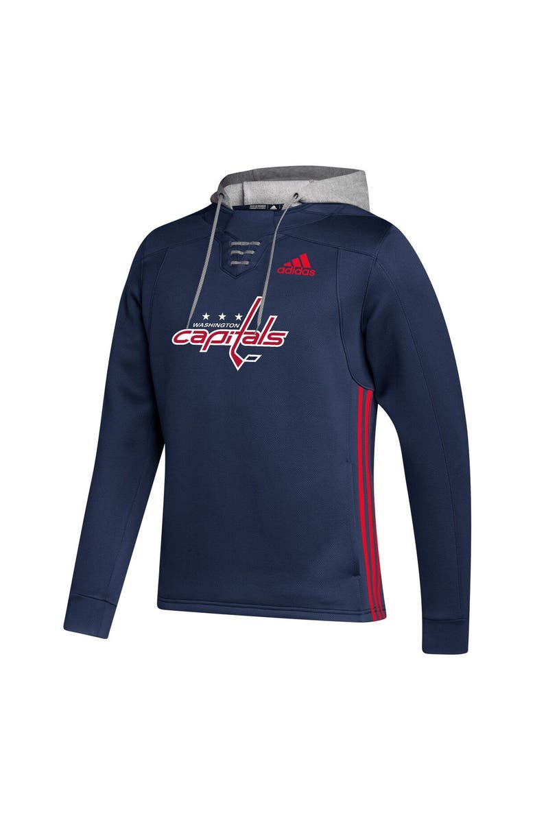 adidas Men's adidas Navy Washington Capitals Skate Lace Primeblue Team Pullover Hoodie, Alternate, color, 