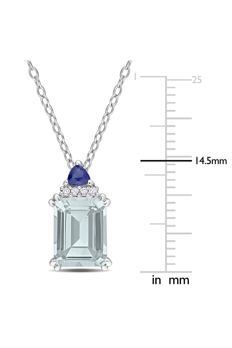 Sterling Silver Aquamarine, Sapphire & Diamond Pendant Necklace, Alternate, color, BLUE