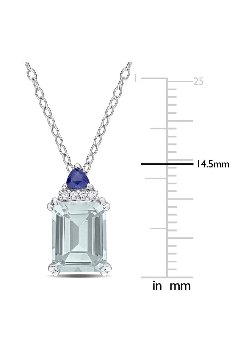 DELMAR Sterling Silver Aquamarine, Sapphire & Diamond Pendant Necklace, Alternate, color, Blue