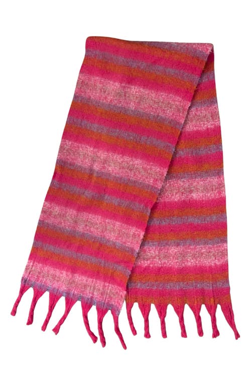 Marcus Adler Stripe Woven Fringe Scarf In Pink