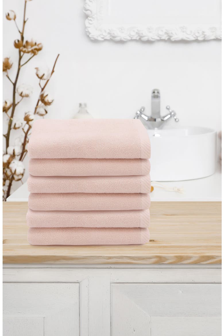 6-Pack Ediree Cotton Fingertip Towel Set, Alternate, color, BLUSH