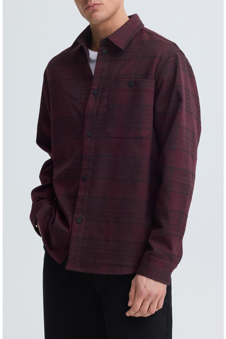 Plaid Button-Up Shirt, Main, color, FUDGE