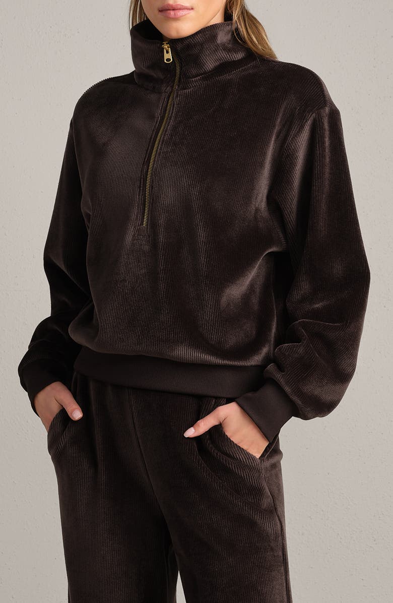 Rhone Plush Half Zip Pullover, Main, color, Dark Espresso