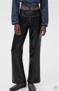 MANGO TEEN Studded Faux Leather Wide Leg Pants