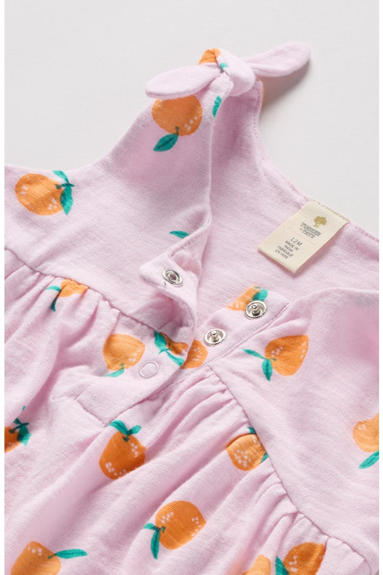 Shoulder Bow Cotton Romper, Alternate, color, PINK SHADE SWEET ORANGES