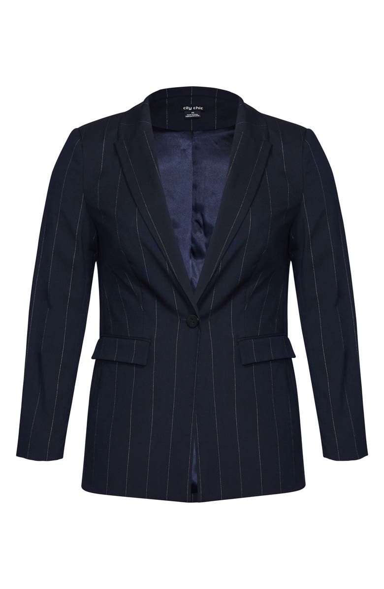 City Chic Pinstripe Blazer, Alternate, color, 