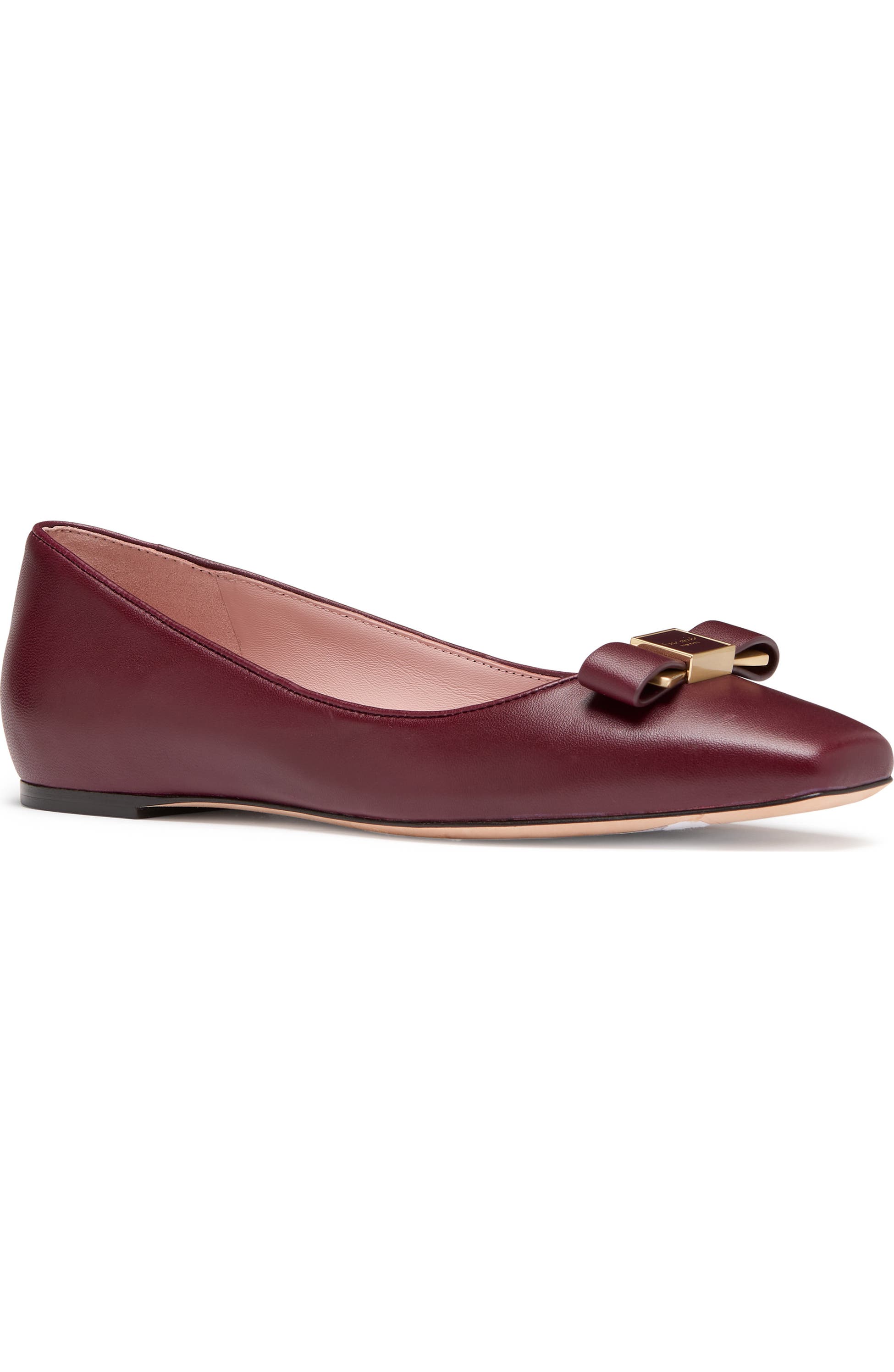 Kate Spade New York bowdie ballet flat, Main, color, Cordovan
