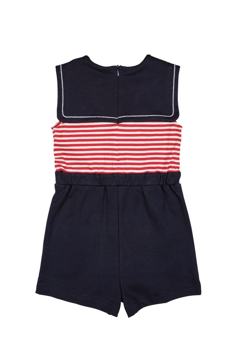 Stripe Knit Shorts Romper With Sailor Collar, Alternate, color, Red/Navy