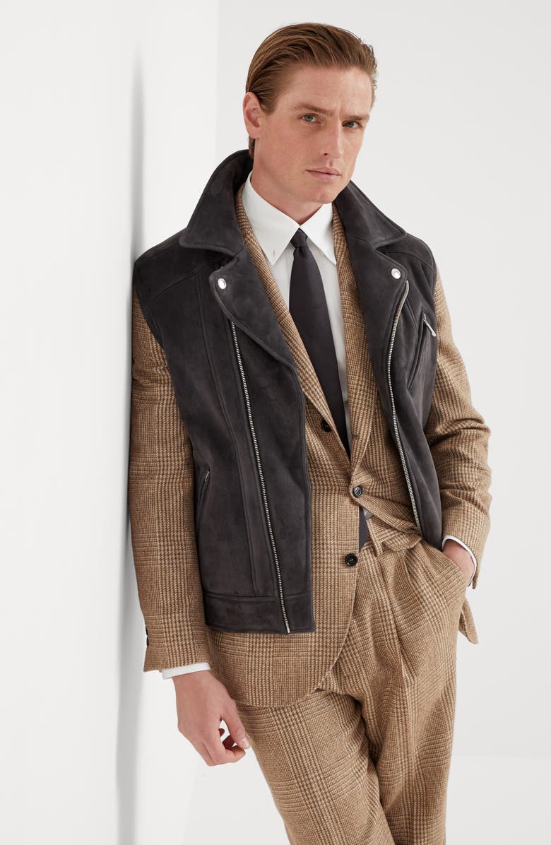 Brunello Cucinelli Shearling biker vest, Alternate, color, 