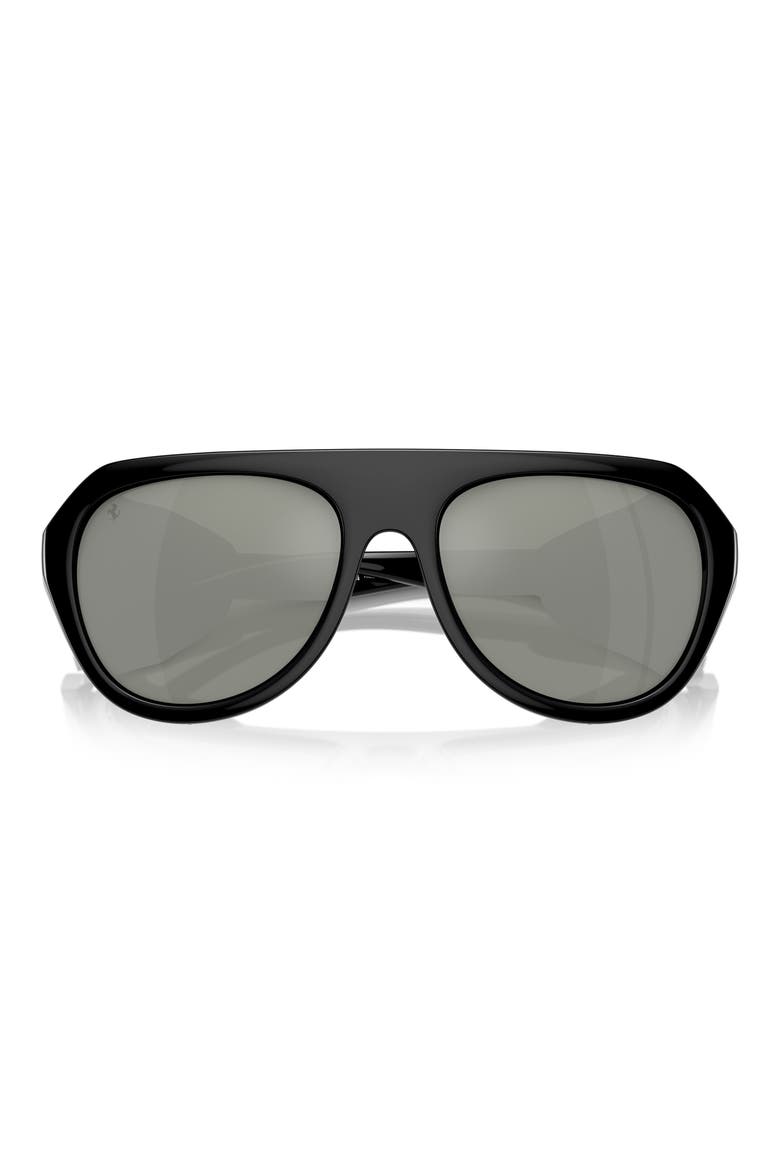 57mm Polarized Pilot Sunglasses, Alternate, color, BLACK / MIRROR SILVER POLAR