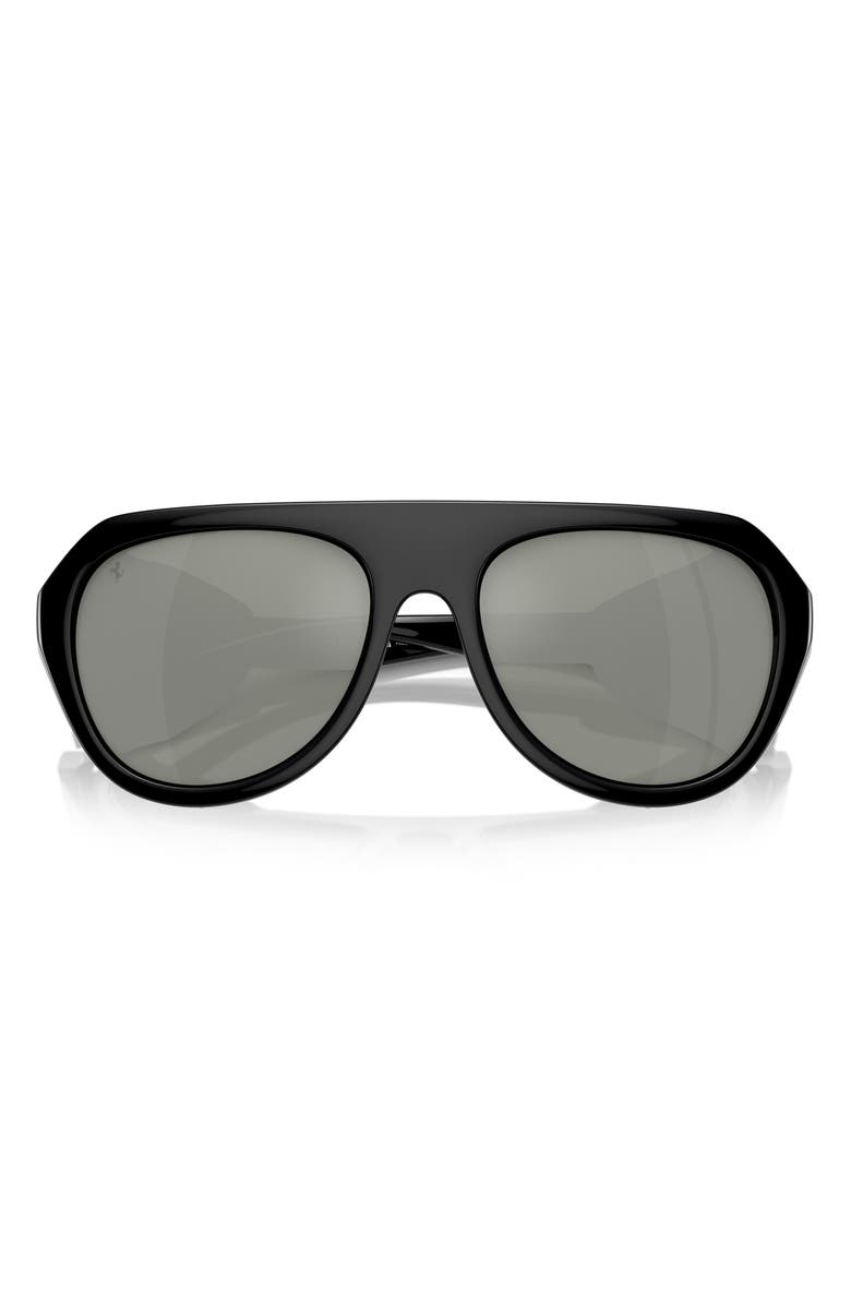Scuderia Ferrari 57mm Polarized Pilot Sunglasses, Alternate, color, Black / Mirror Silver Polar