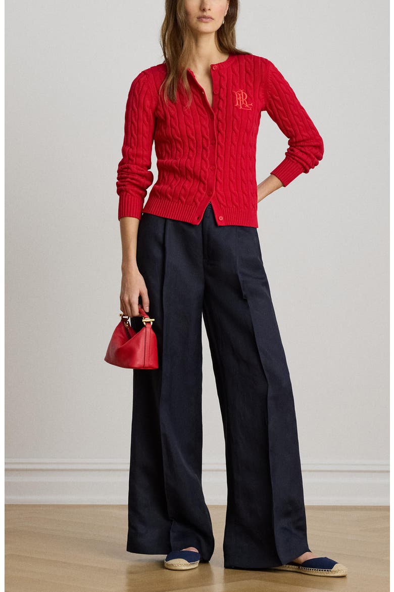 Wide Leg Linen Blend Pants, Alternate, color, LAUREN NAVY BLUE