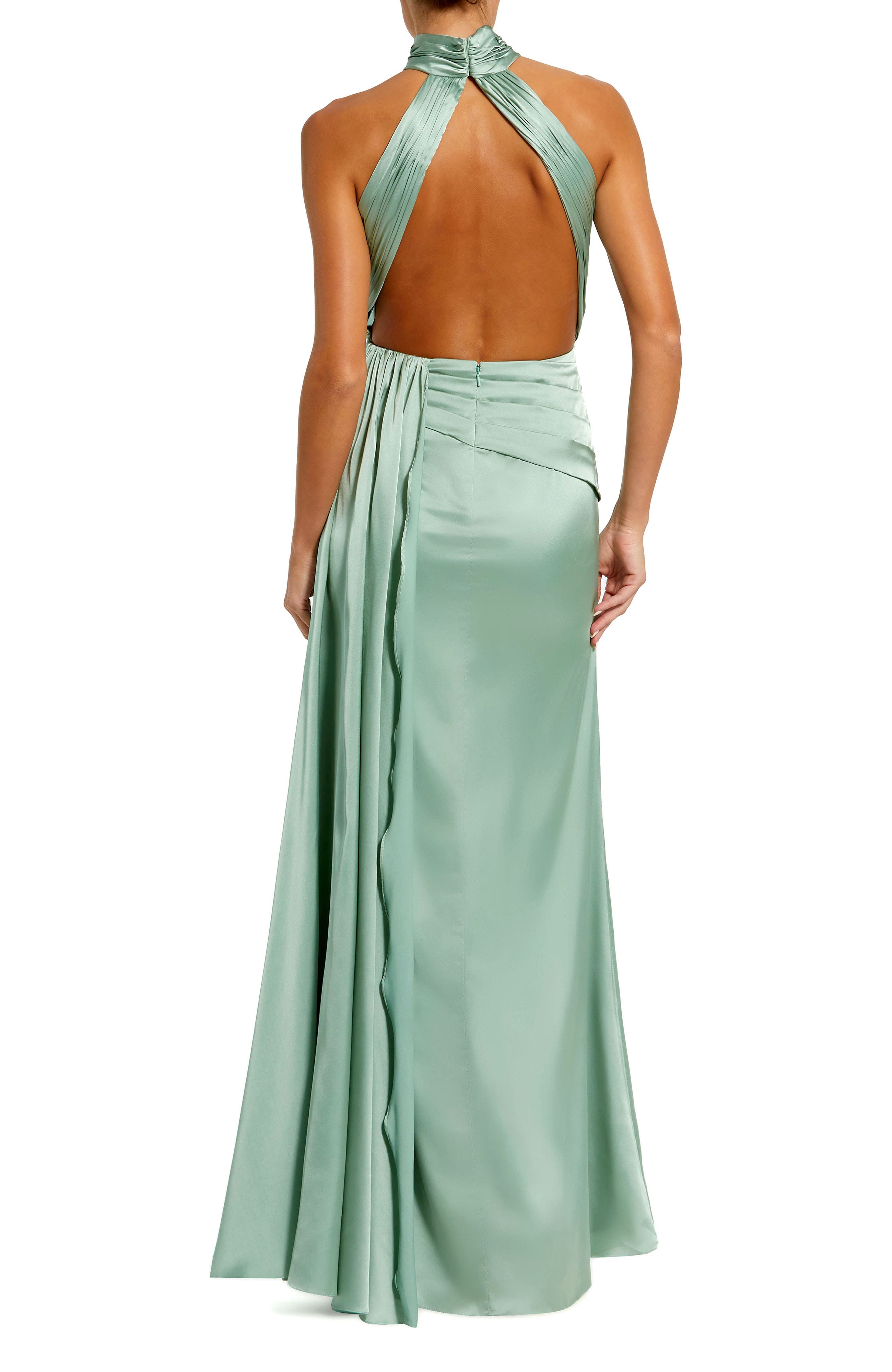 Open Back High Neck Side Ruched Gown - image 2