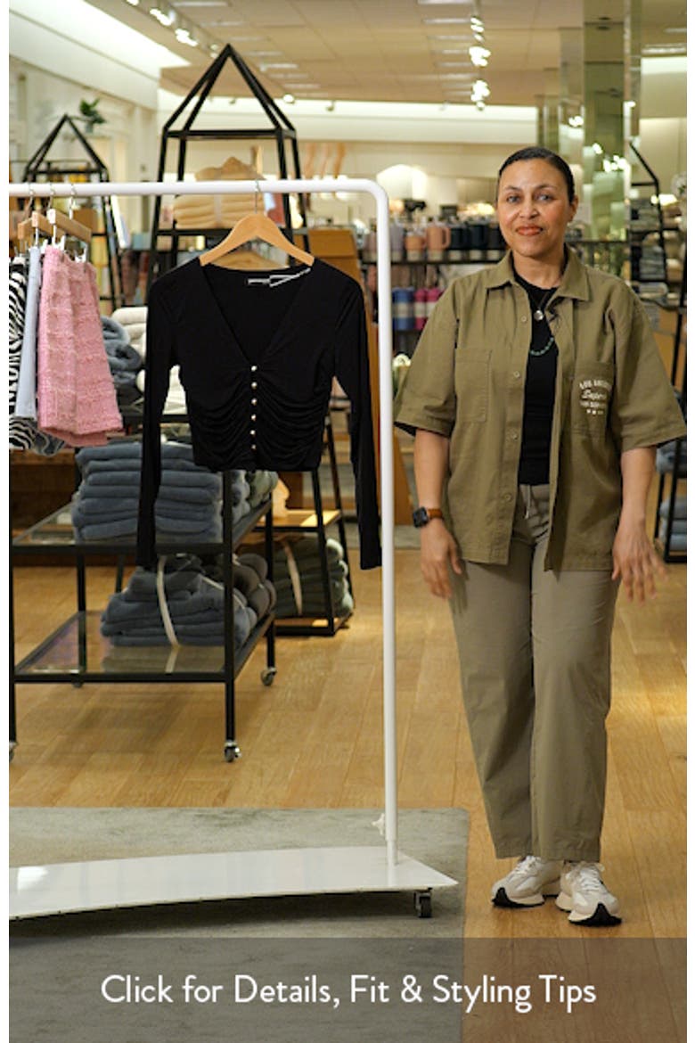 Ruched Button-Up Knit Top video