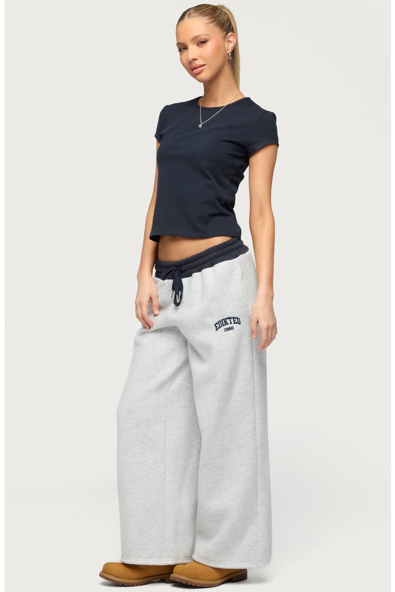 Contrast Waist Logo Wide Leg Sweatpants, Alternate, color, GRAY-MELANGE