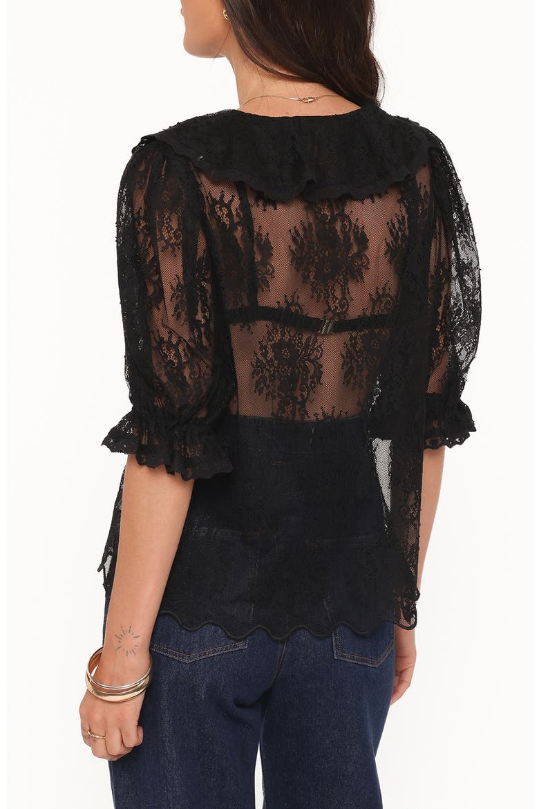 Adhanna Floral Cotton Blend Lace Top, Alternate, color, BLACK