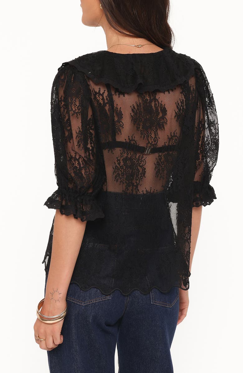 Petal & Pup Adhanna Floral Cotton Blend Lace Top, Alternate, color, Black